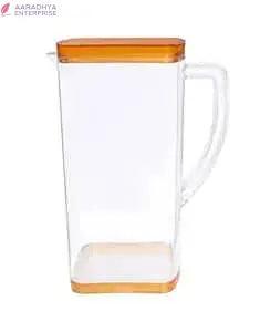 Unbreakable Square Water Jug 2 Litre Serving Water Chilled Juices Cold Drinks Shakes Milk Plastic Food Grade Pitcher Glass 2000ML Fridge Storing for Home Restaurant Office (Orange) -  Store_name 